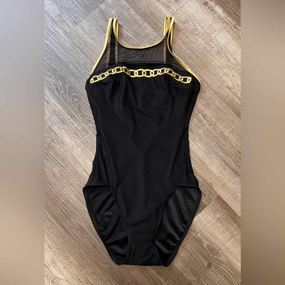80’s Vintage Black and Gold Swimsuit